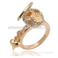 2015 New Metal Gold Crystal Skull Rhinestone Ring